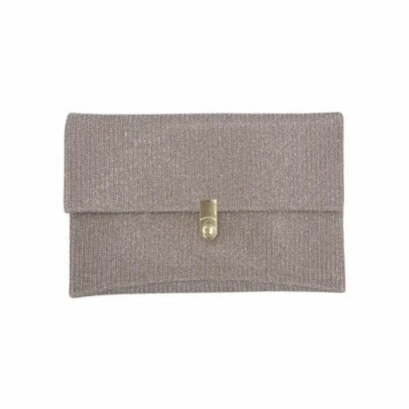 La Regale Women's Sparkle Jacquard Envelope Turn Lock Closure Flap Clutch - Gold - Picture 1 of 1